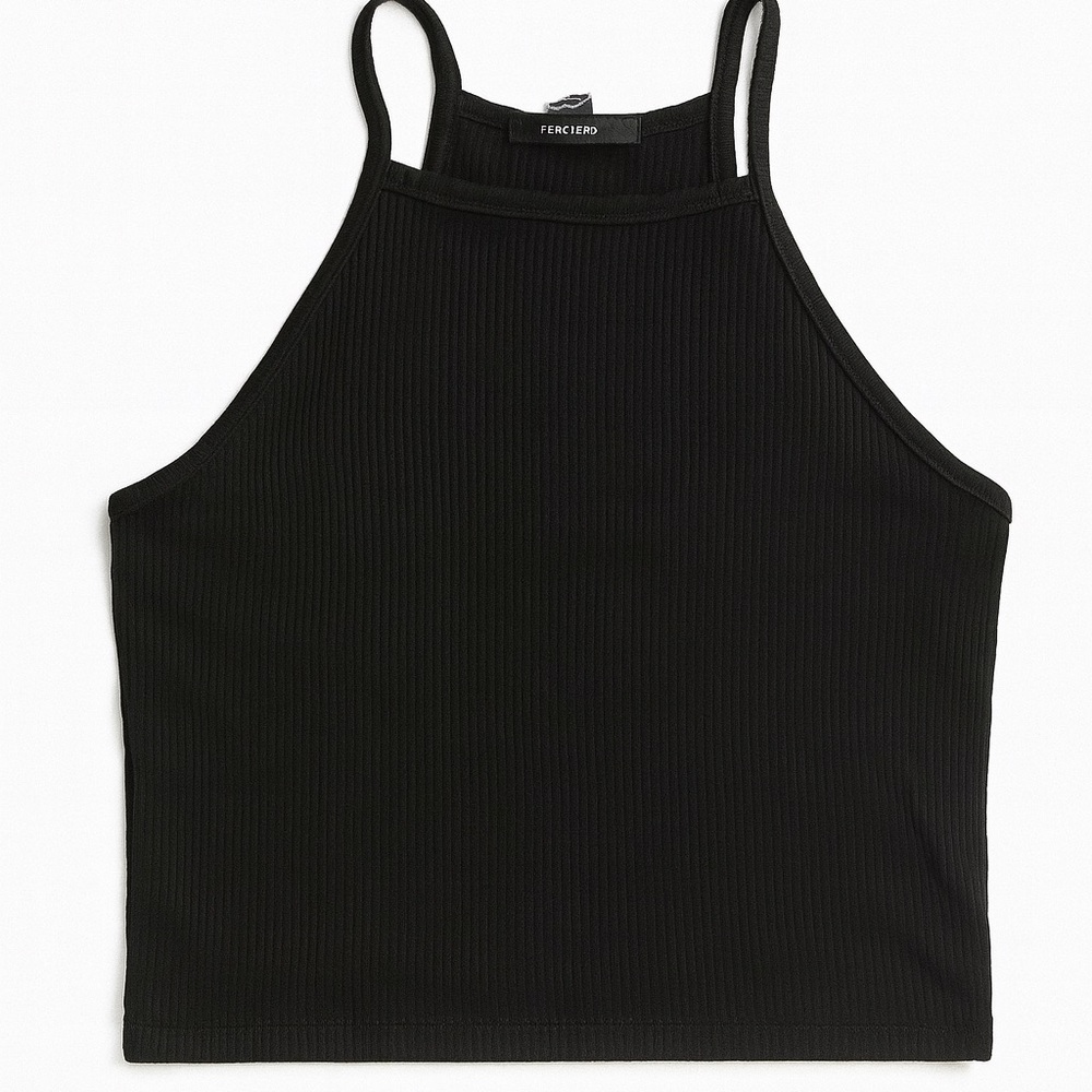 FOREVER 21 Black Ribbed Tank Top Size M